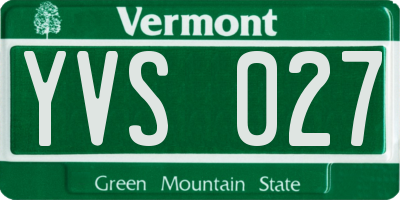 VT license plate YVS027