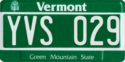 VT license plate YVS029