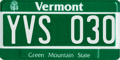 VT license plate YVS030
