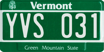 VT license plate YVS031