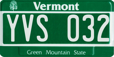 VT license plate YVS032