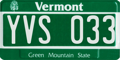 VT license plate YVS033
