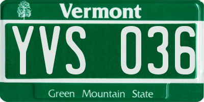 VT license plate YVS036
