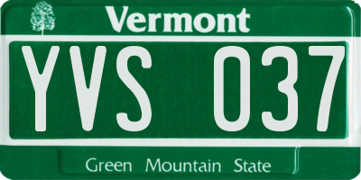 VT license plate YVS037