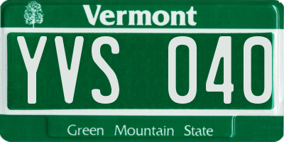 VT license plate YVS040