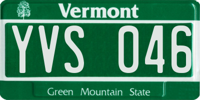 VT license plate YVS046