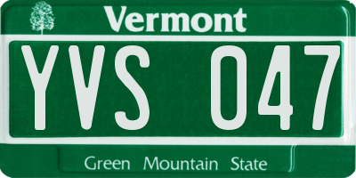 VT license plate YVS047