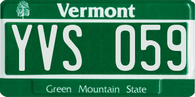 VT license plate YVS059
