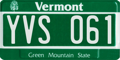 VT license plate YVS061