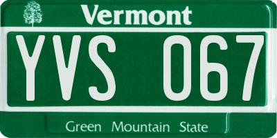 VT license plate YVS067