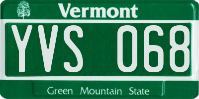 VT license plate YVS068