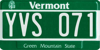 VT license plate YVS071