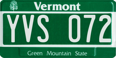 VT license plate YVS072