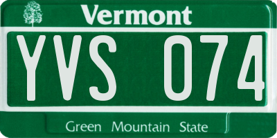 VT license plate YVS074