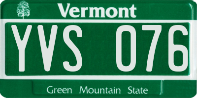 VT license plate YVS076