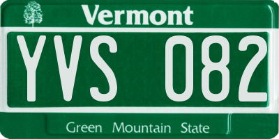VT license plate YVS082
