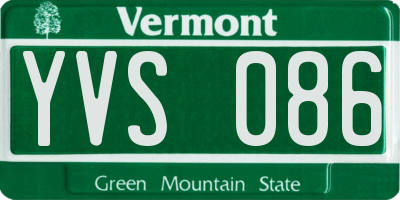 VT license plate YVS086