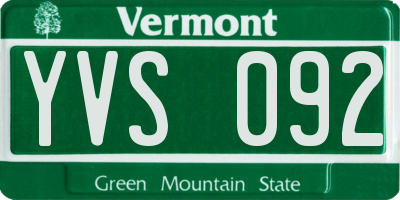 VT license plate YVS092