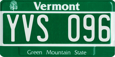 VT license plate YVS096