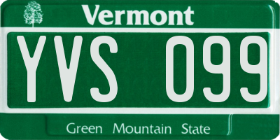 VT license plate YVS099