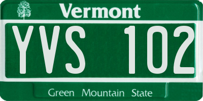 VT license plate YVS102