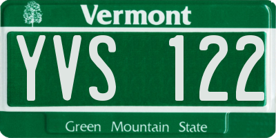 VT license plate YVS122