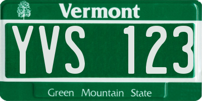 VT license plate YVS123