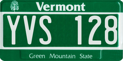 VT license plate YVS128
