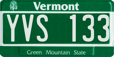 VT license plate YVS133
