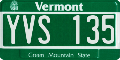 VT license plate YVS135