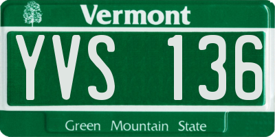 VT license plate YVS136