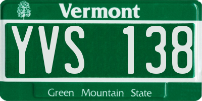 VT license plate YVS138