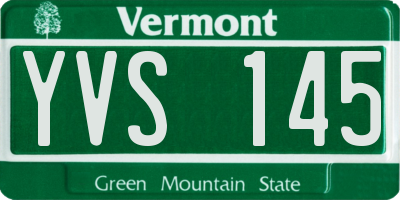 VT license plate YVS145