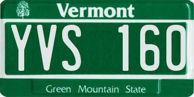 VT license plate YVS160