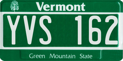 VT license plate YVS162