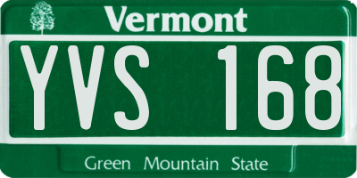 VT license plate YVS168
