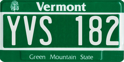 VT license plate YVS182
