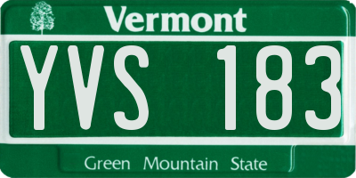 VT license plate YVS183
