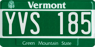 VT license plate YVS185