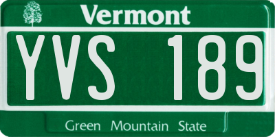 VT license plate YVS189