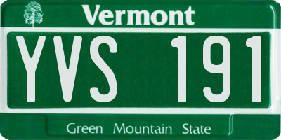 VT license plate YVS191