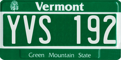 VT license plate YVS192