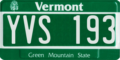 VT license plate YVS193