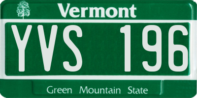 VT license plate YVS196