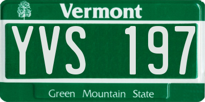 VT license plate YVS197