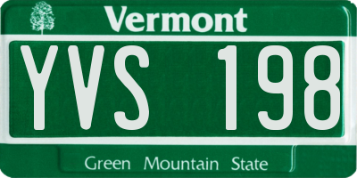VT license plate YVS198