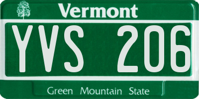 VT license plate YVS206