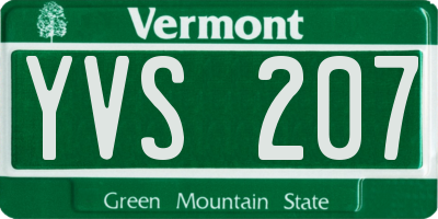 VT license plate YVS207
