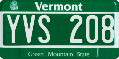VT license plate YVS208