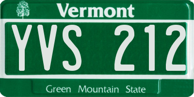 VT license plate YVS212